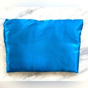 Satin travel pillow home decor accent teal blue turquoise plush